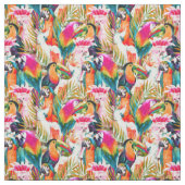 Tissu Perroquets et palmettes (Échantillon)