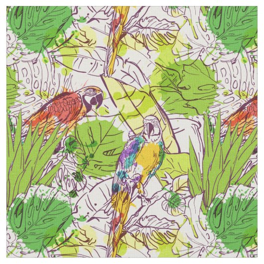 Tissu Perroquets tropicaux (Fermer)