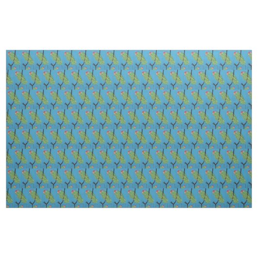 Tissu perroquets verts en bleu (Yard)
