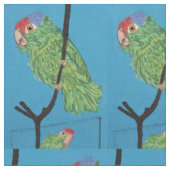 Tissu perroquets verts en bleu (Fermer)