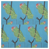 Tissu perroquets verts en bleu (Échantillon)