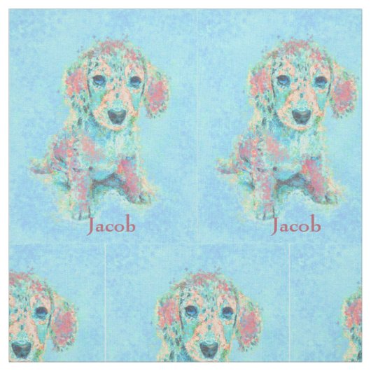 tissu personalizable d'aqua et de teckel de corail (Échantillon)
