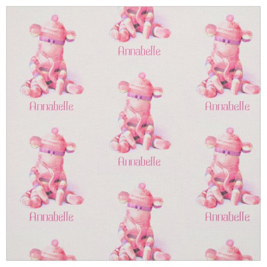 Tissu personalizable de singe rose de chaussette (Échantillon)