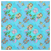 Tissu personalizable de sirène et de poissons (Échantillon)