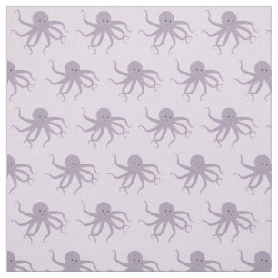 Tissu Personnage d'Octopus mauve de dessin animé souria