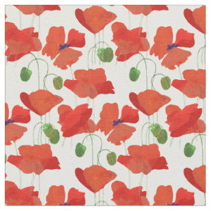 Tissu personnalisé chic aux coquelicots écarlates