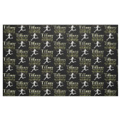 TISSU PERSONNALISÉ DE FILLE DE COURSE NOIR ET OR (Fat Quarter)