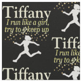 TISSU PERSONNALISÉ DE FILLE DE COURSE NOIR ET OR (Détail)