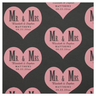 Tissu Personnalisé M. et Mme Mariage Black Heart Modèle