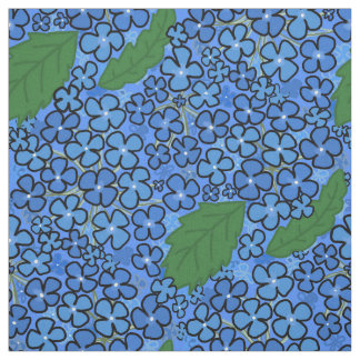 Tissu Pétales d'hortensia bleu botanique sans couture