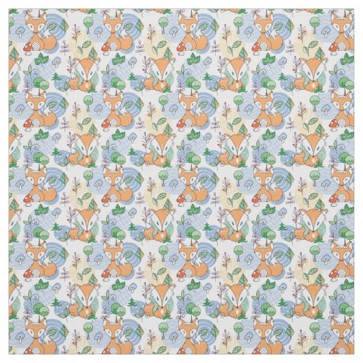 Tissu Petit motif mignon de Fox (Échantillon)
