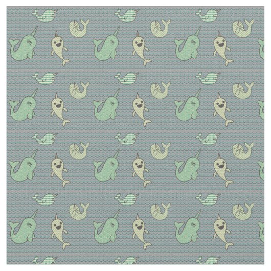 Tissu Petit Narwhals heureux (Fermer)