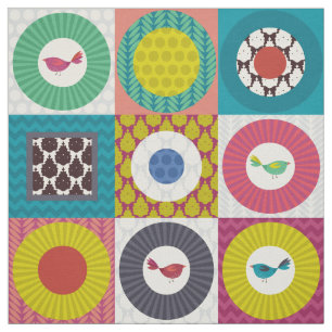 Tissu petit oiseau carré