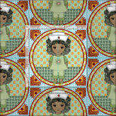 Tissu Petite fille noire (Carreau)