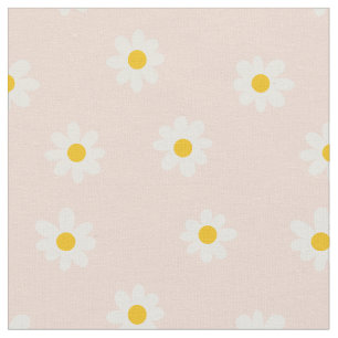 Tissu Petites Marguerites - abricot doux