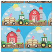 Tissu Petits animaux de ferme Tracteur (Fermer)