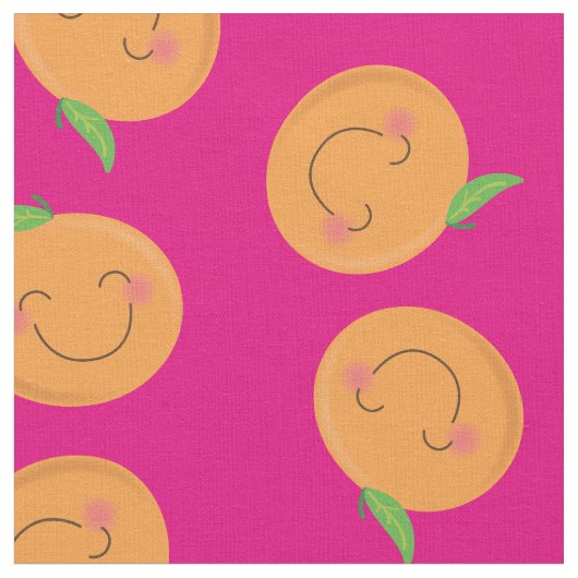 Tissu Petits Cuties Mandarines Fruit Citron Rose (Fermer)