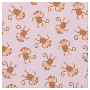 Tissu Petits enfants singes Baby Nursery Pink clair