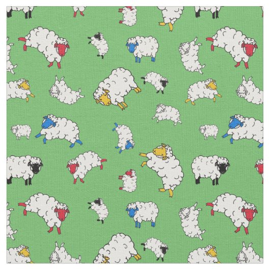 Tissu Petits moutons, moutons mignons couleurs différent (Fermer)