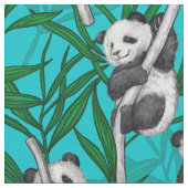 Tissu Petits panda turquoise (Fermer)