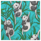 Tissu Petits panda turquoise (Échantillon)