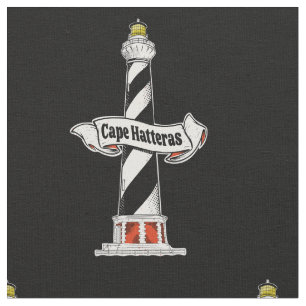Tissu Phare de Cape Hatteras noir et blanc