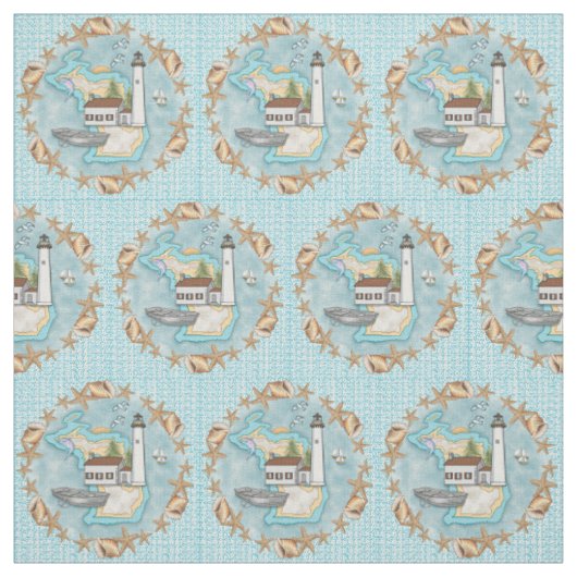 Tissu Phare de coquilles du Michigan (Échantillon)
