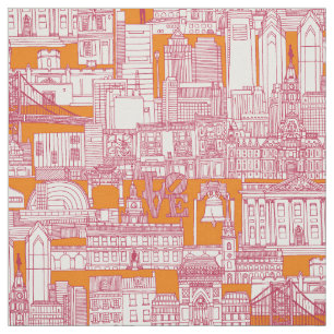 Tissu Philadelphie toile viva magenta satsuma