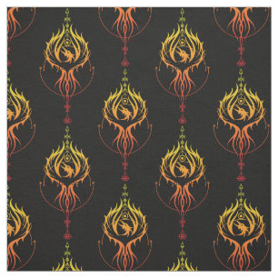 Tissu Phoenix flammé en noir