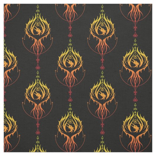 Tissu Phoenix flammé en noir (Échantillon)