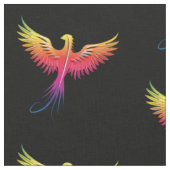 Tissu Phoenix s'élevant multicolore sur noir (Fermer)