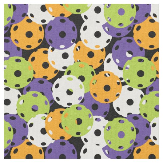 Tissu Pickleball - jaune, violet, vert, blanc sur noir (Fermer)