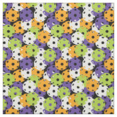 Tissu Pickleball - jaune, violet, vert, blanc sur noir (Échantillon)