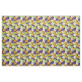 Tissu Pickleball - jaune, violet, vert, blanc sur noir (Fat Quarter)