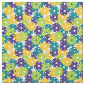Tissu Pickleball - jaune, violet, vert sur blanc (Échantillon)