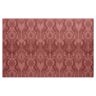 Tissu Pics et dragons médiévaux rouges foncés