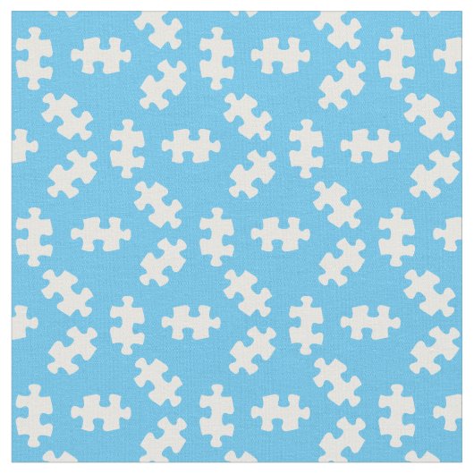 Tissu Pièces de Puzzle Bleu Clair et Blanc (Fermer)