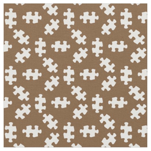 Tissu Pièces de puzzle marron et blanc (Fermer)