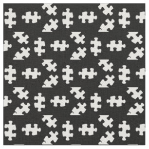 Tissu Pièces de puzzle noir et blanc