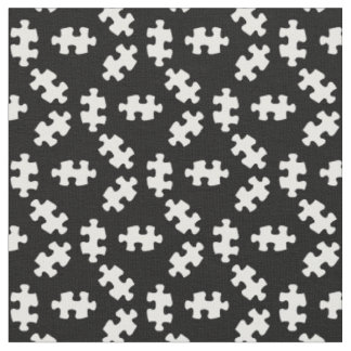 Tissu Pièces de puzzle noir et blanc