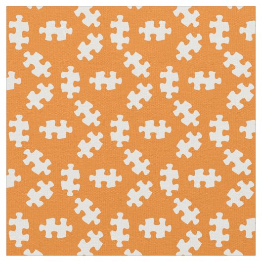 Tissu Pièces de puzzle orange et blanc (Fermer)