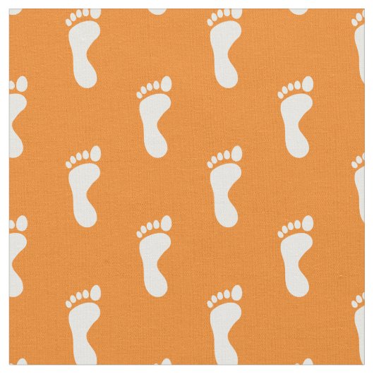 Tissu Pieds de pied Empreintes Orange Blanc (Fermer)