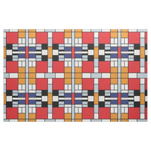 Tissu Piet Mondrian - Composition avec un grand plan rou (Fat Quarter)