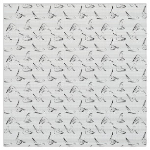 Tissu Pilates Poses Motif sans couture en noir