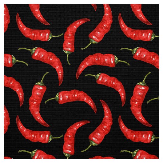 Tissu Piments chili sur noir (Échantillon)