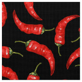 Tissu Piments chili sur noir (Fermer)