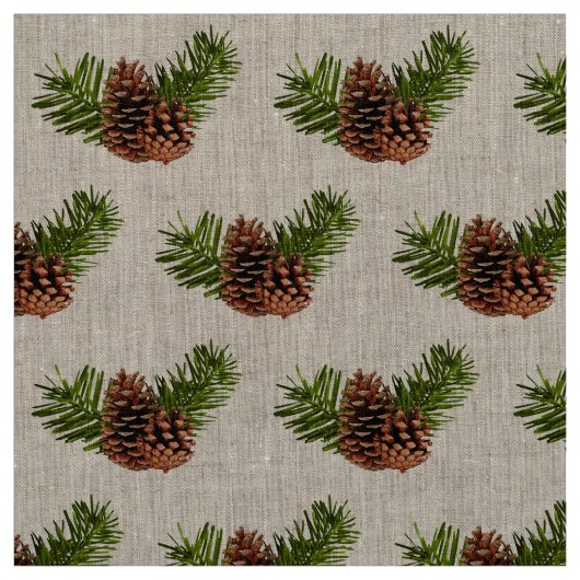 Tissu Pinecones rustique et branches (Échantillon)