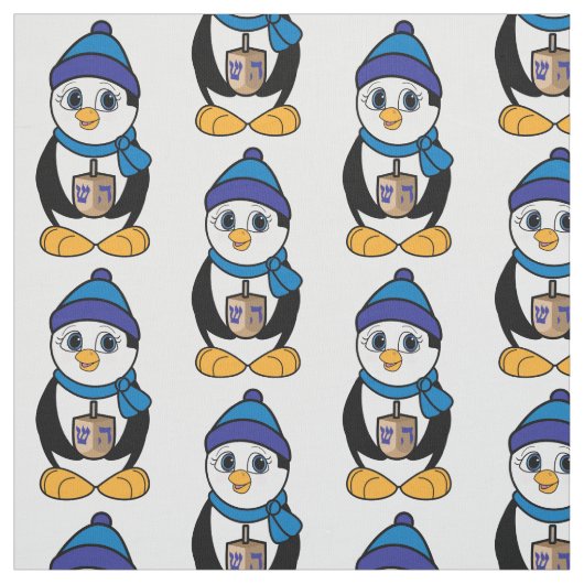 Tissu Pingouin avec Dreidel chez Hanoukka (Échantillon)