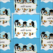 Tissu Pingouins diplômés avec bannière (Carreau)