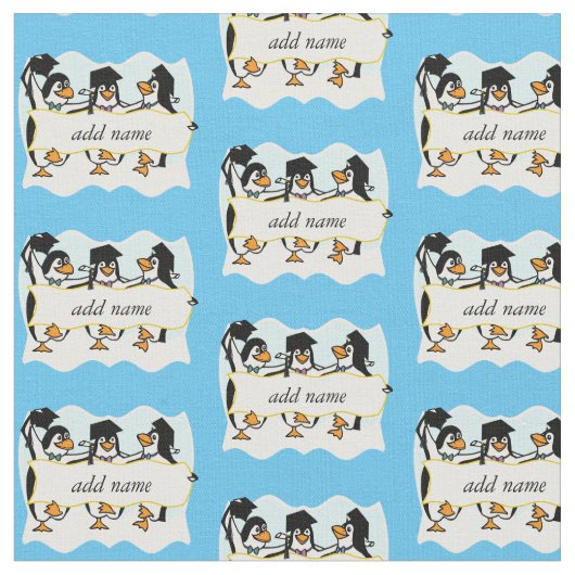 Tissu Pingouins diplômés avec bannière (Fermer)